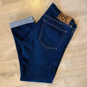 RRL Ralph Lauren Double RL Dark Indigo Stretch Skinny Fit selvedge Jeans size 29
